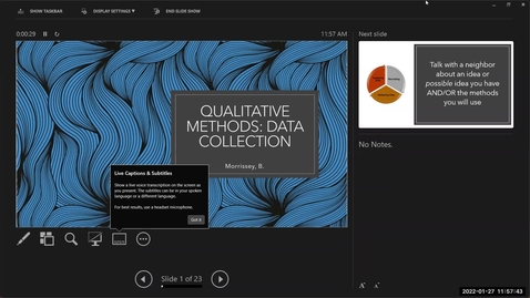 Thumbnail for Lecture - Qualitative Methods, Research Questions, and Interviewing