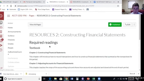 Thumbnail for ACCT 5202 Session 2 Clip, Illustration of Accounting Cycle with Excel Spreadsheet Part I