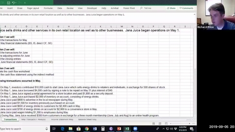 Thumbnail for ACCT 5202 Session 3 Clip, Illustration of Accounting Cycle with Excel Spreadsheet Part II