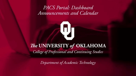Thumbnail for entry PACS Portal - Announcements &amp; Calendar