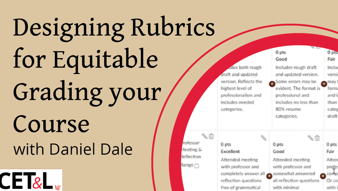 Designing Rubrics for Equitable Grading Your Course Feb 9, 2023 with Daniel Dale