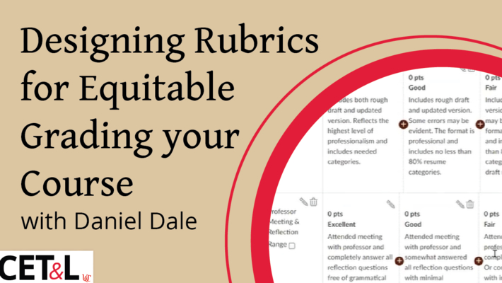 Designing Rubrics for Equitable Grading Your Course Feb 9, 2023 with Daniel Dale