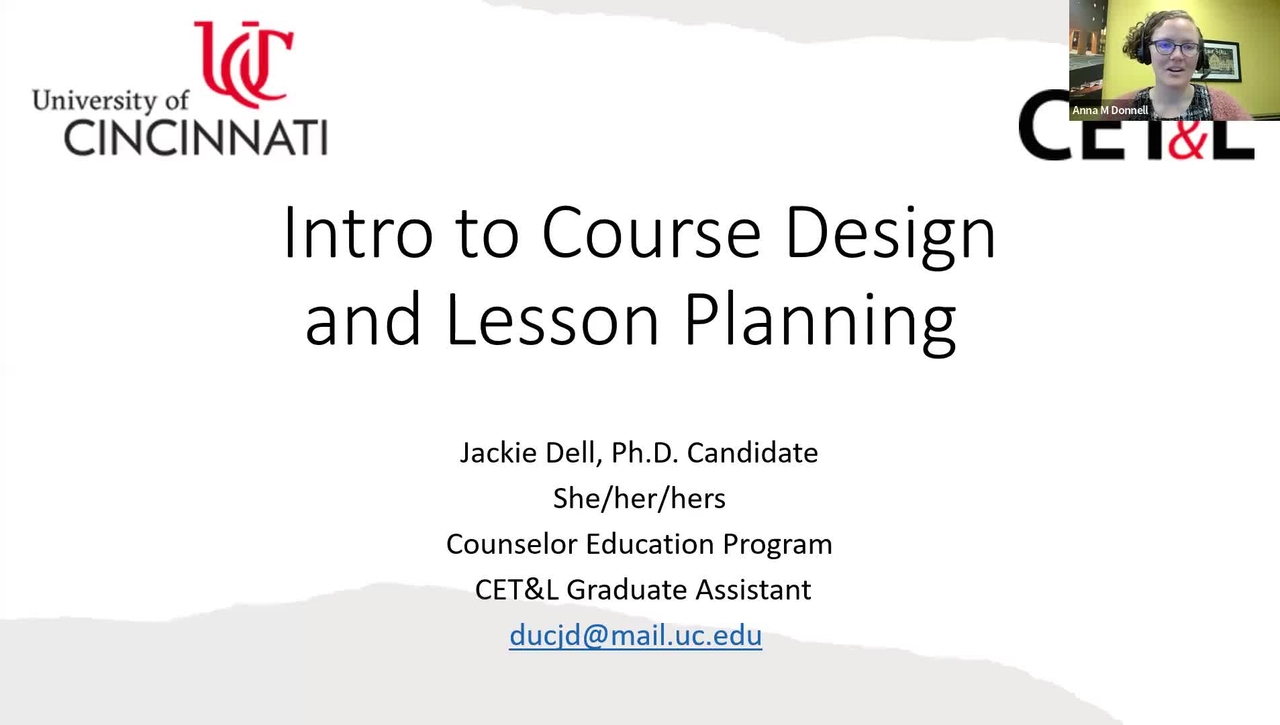 Intro to Course Design and Lesson Planning  with Jackie Dell