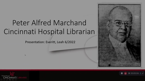 Thumbnail for entry P. A. Marchand Africian American Librarian at Cincinnati Hospital in 1885