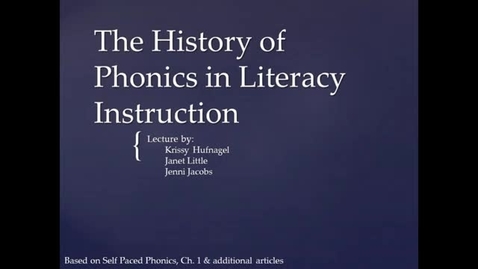 Thumbnail for entry LSLS 2005 History of Phonics