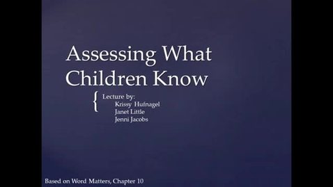 Thumbnail for LSLS 2005 Assessing What Children Know