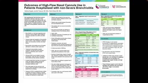 Thumbnail for entry Bugada, M Outcomes of High-Flow Nasal Cannula Use in Patients Hospitalized with non-Severe Bronchiolitis