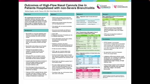 Thumbnail for Bugada, M Outcomes of High-Flow Nasal Cannula Use in Patients Hospitalized with non-Severe Bronchiolitis