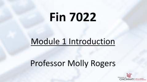 Thumbnail for entry FIN7022 Module 1 Intro