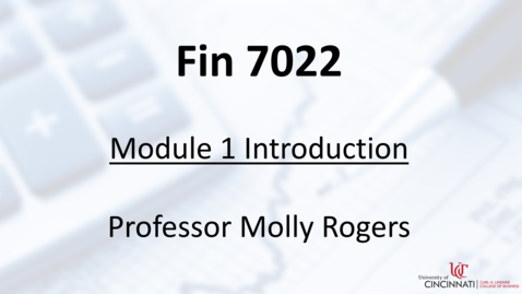 Thumbnail for FIN7022 Module 1 Intro