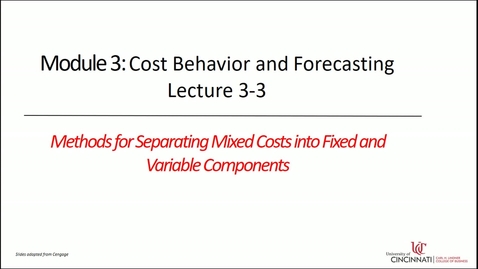 Thumbnail for entry Methods for Separating Mixed Costs into Fixed and Variable Components