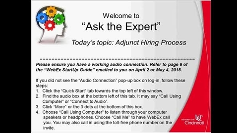 Thumbnail for entry Adjunct Hiring Process - Success Factors Ask the Expert