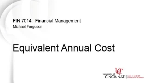 Thumbnail for entry Equivalent Annual Cost