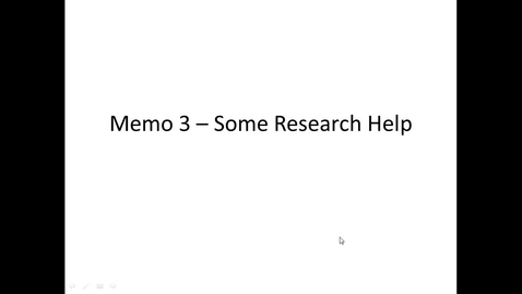 Thumbnail for entry 2014 Memo 3 Research Help Video Part 1: Self-Defense Issue -- by Susan Boland