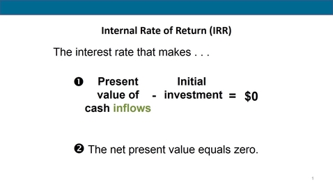 Thumbnail for entry Accounting 7012 Module 13 L4 Internal Rate of Return (IRR)