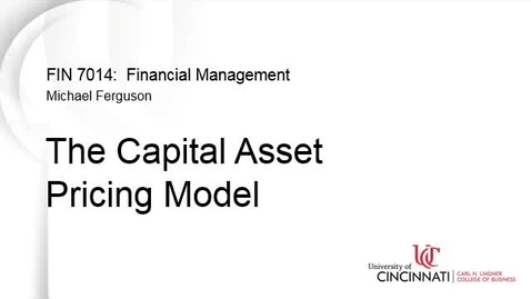 Thumbnail for entry The Capital Asset Pricing Model (CAPM)