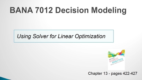 Thumbnail for Using Solver for Linear Optimization