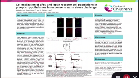 Thumbnail for entry Noh, M - Co-localization of cFos and leptin receptor cell populations in preoptic hypothalamus in response to warm stress challenge