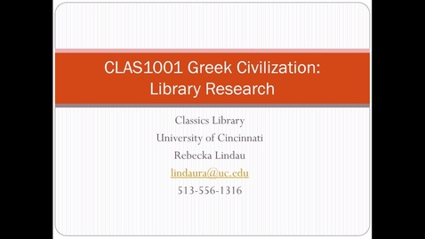 Thumbnail for Library Research, CLAS 1001 Greek Civilization