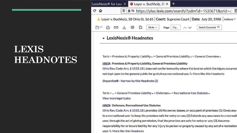 Thumbnail for Using Lexis Headnotes, Topics, &amp; Legal Issue Trail to Find Cases