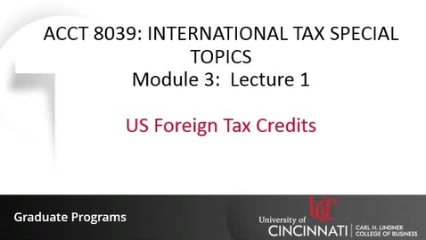 Thumbnail for entry US Foreign Tax Credits