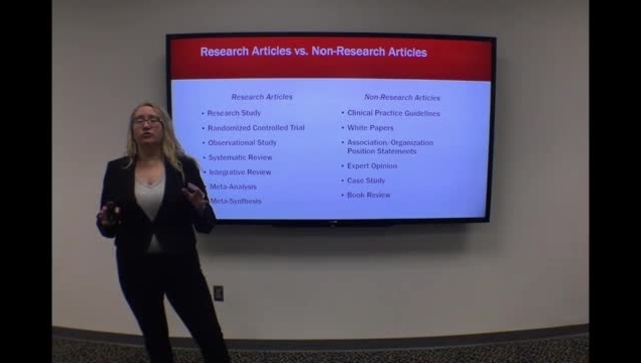 Research vs Non-Research  Articles - Clip from HSL Introduction to Literature Searching