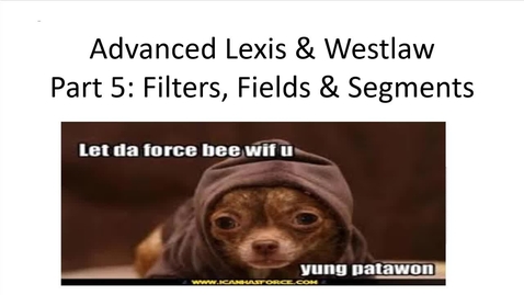 Thumbnail for Advanced Lexis &amp; Westlaw Searching Part 5 Video: Filters, Fields &amp; Segments -- by Susan Boland