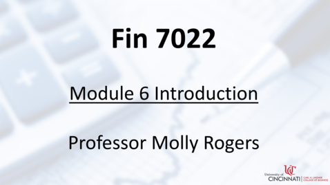 Thumbnail for FIN7022 Module 6 Intro