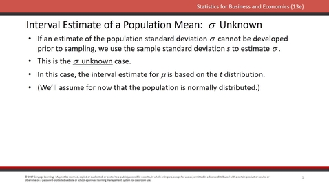 Thumbnail for Interval Estimation (Sigma Unknown)