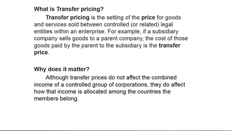 Thumbnail for entry What is Transfer Pricing?