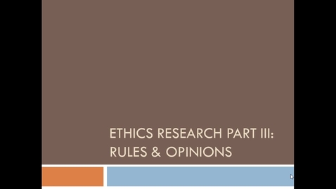 Thumbnail for entry Researching Legal Ethics &amp; Professional Responsibility Video Part III: Rules and Opinions -- by Susan Boland