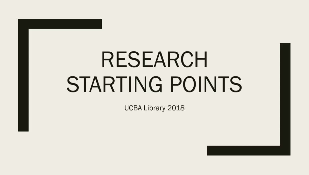 Research Starting Points