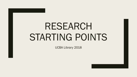 Thumbnail for entry Research Starting Points