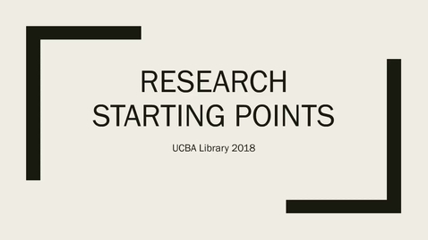 Thumbnail for Research Starting Points