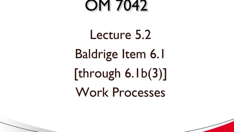 Thumbnail for entry OM 7042 Lecture 5.2 Baldrige Item 6.1