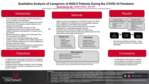Thumbnail for entry Brooks, M. Qualitative Analysis of Caregivers of NSICU Patients during the COVID-19 Pandemic.