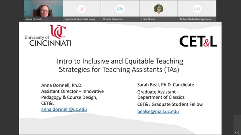 Thumbnail for entry Intro to Inclusive and Equitable Teaching Strategies for Teaching Assistants (TAs)
