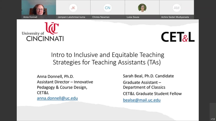 Intro to Inclusive and Equitable Teaching Strategies for Teaching Assistants (TAs)