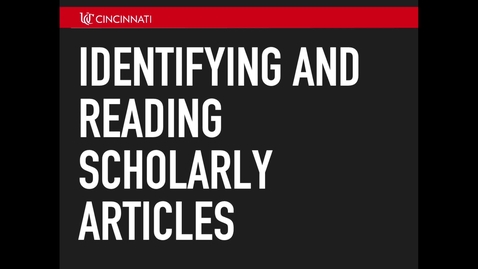 Thumbnail for Identifying and Reading Scholarly Articles