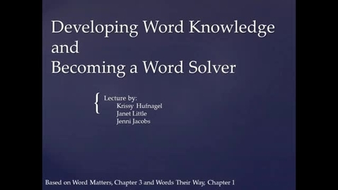 Thumbnail for entry LSLS 2005 Becoming a Word Solver
