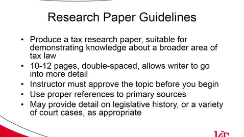 Thumbnail for entry ACCT 8080 Holland Lecture 7-3 Research Paper Guidelines