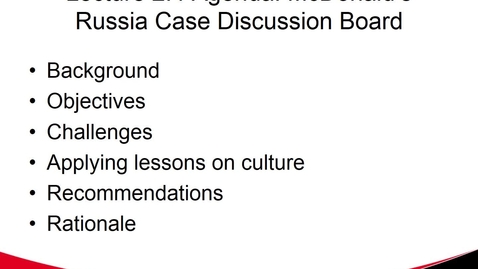 Thumbnail for McDonald's Russian Case Discussion Board