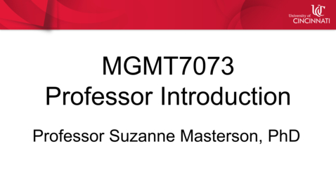 Thumbnail for MGMT 7073 - Professor Introduction