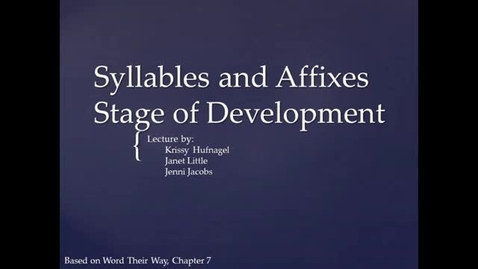 Thumbnail for entry LSLS 2005 Syllables and Affixes Stage