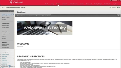 Thumbnail for Course Introduction LCB Instructor Blackboard Resources