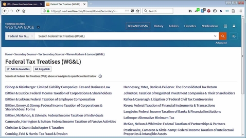 Thumbnail for entry Finding Tax Treatises on Westlaw -- by Susan Boland