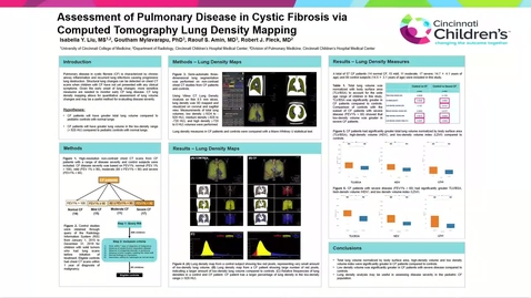 Thumbnail for Liu, I, Assessment of Pulmonary Disease in Cystic Fibrosis via Computed Tomography Lung Density Mapping