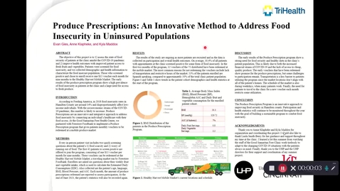 Thumbnail for entry Gies, E, Produce Prescriptions: An Innovative Method to Address Food Insecurity in Uninsured Populations