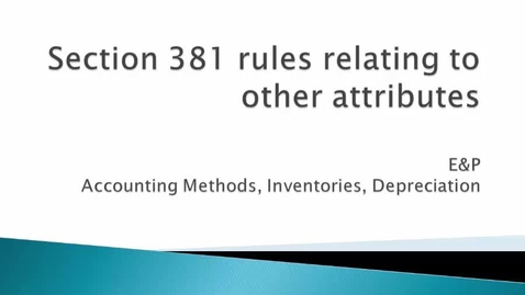 Thumbnail for Section 381 Impact on Other Attributes