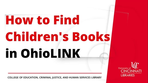 Thumbnail for entry How to Find Children's Books in OhioLINK